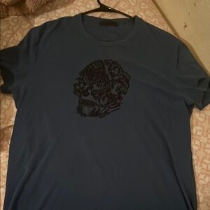 Blue Short Sleeve Tee with Graphic Design